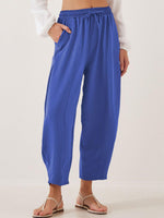 Women's Stylish High-waisted Loose Solid Color Casual Pockets Pants