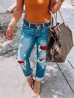 Casual Plaid Printed Jeans