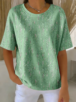 100% Cotton Abstract Print Short Sleeve Summer Tee