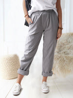 Elastic Waist Cotton Linen Loose Turnip Pants