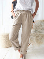 Elastic Waist Cotton Linen Loose Turnip Pants