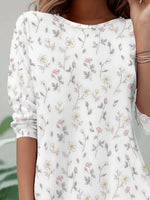 Floral Crew Neck Long Sleeve Tunic Top