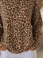 Women Casual Crew Neck Leopard Print Long Sleeve Sweatshirt