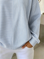 Casual Crew Neck Patchwork Striped Long Sleeve Sweatshirt