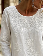 Casual Floral Simple Crew Neck Long Sleeve T-shirt
