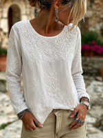 Casual Floral Simple Crew Neck Long Sleeve T-shirt