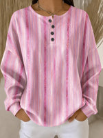 Casual Henley Collar Ombre Sweatshirt
