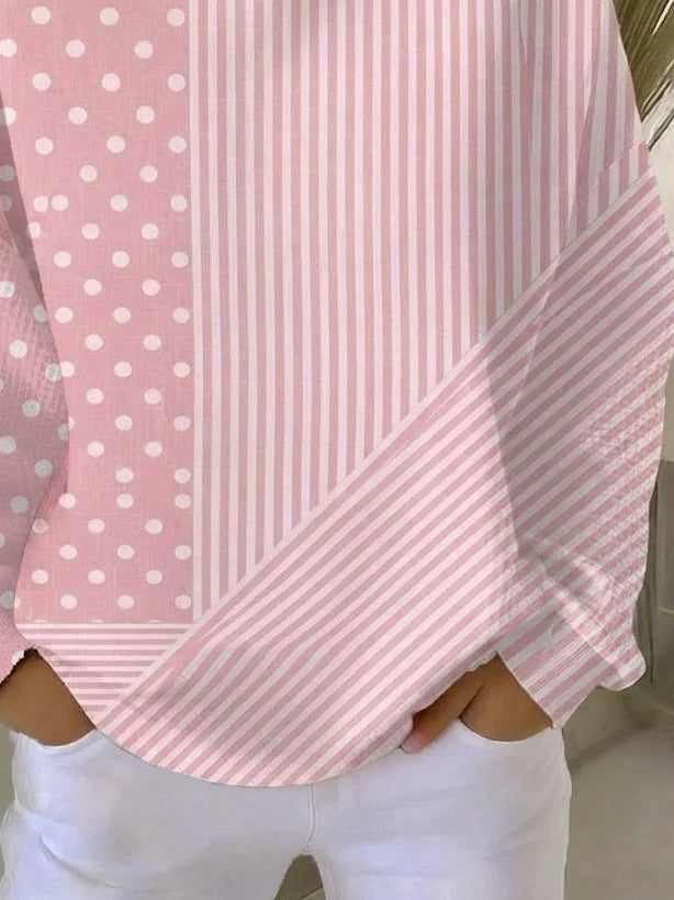 Casual Striped Crew Neck Sweatshirt