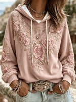 Boho Vintage Floral Hoodie Long Sleeve Hoodie