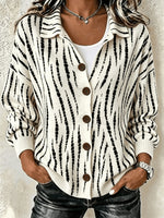 Women Abstract Long Sleeve Comfy Casual Cardigan