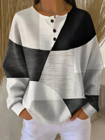 Women Geometric Abstract Casual Round Neck Long Sleeve Sweatshirt