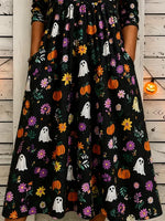 Women Floral Summer Dress Crew Neck Half Sleeve T-Shirt Dress A-Line Dress