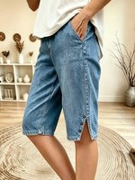 Vintage Plain Natural Printing Straight Pants Shorts