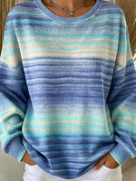 Casual Simple Striped Crew Neck Long Sleeve Sweatshirt