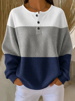 Casual Simple Abstract Henley Collar Long Sleeve Sweatshirt