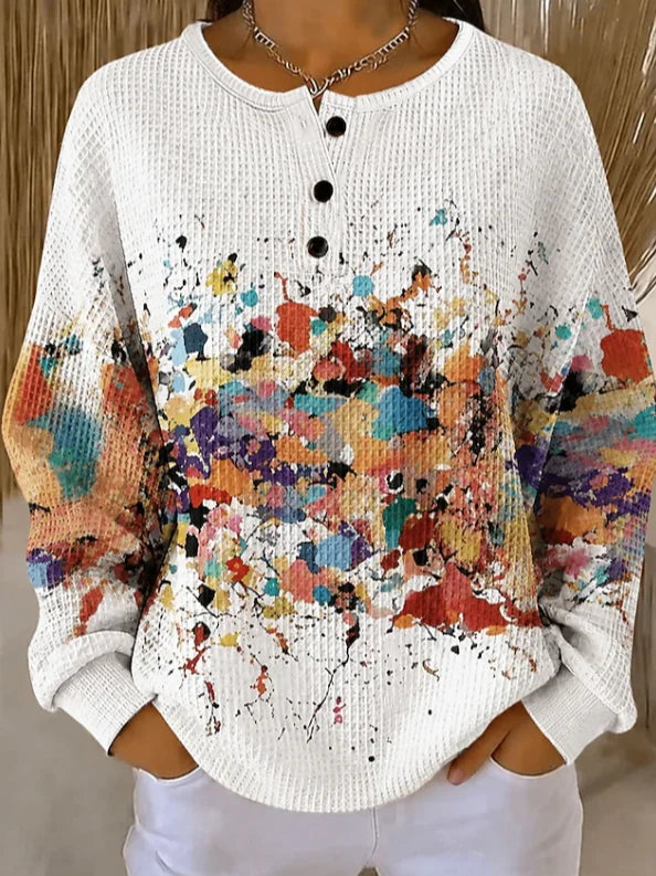 Casual Abstract Crew Neck Long Sleeve Sweatshirt