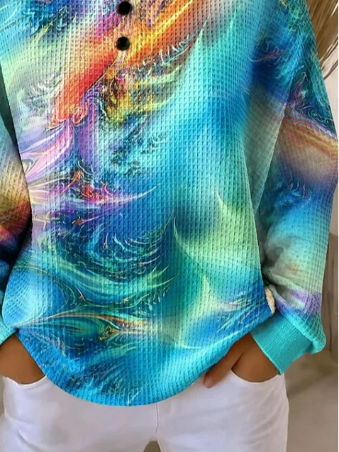 Casual Abstract Crew Neck Long Sleeve Sweatshirt