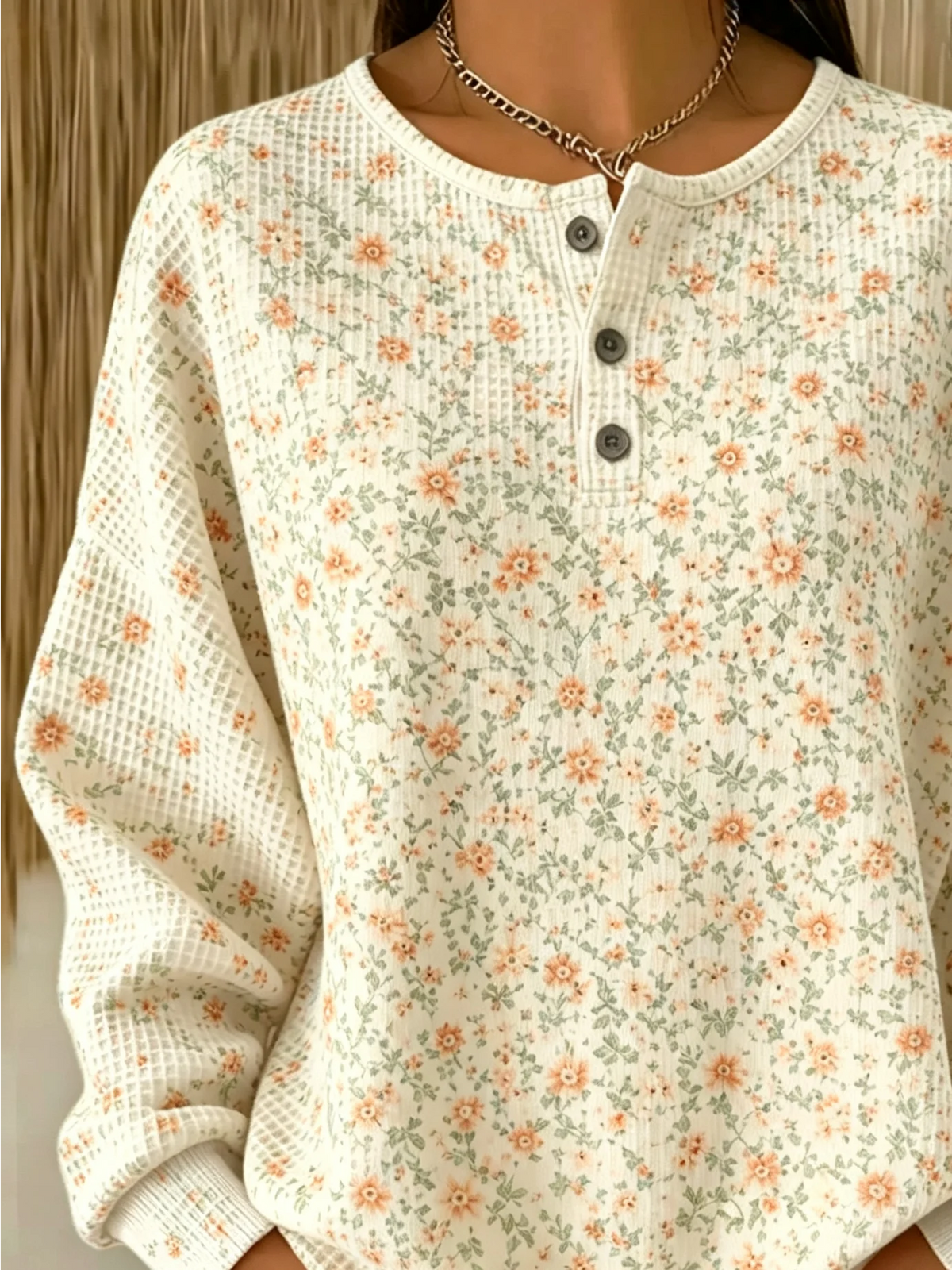 Casual Floral Crew Neck Long Sleeve Sweatshirt