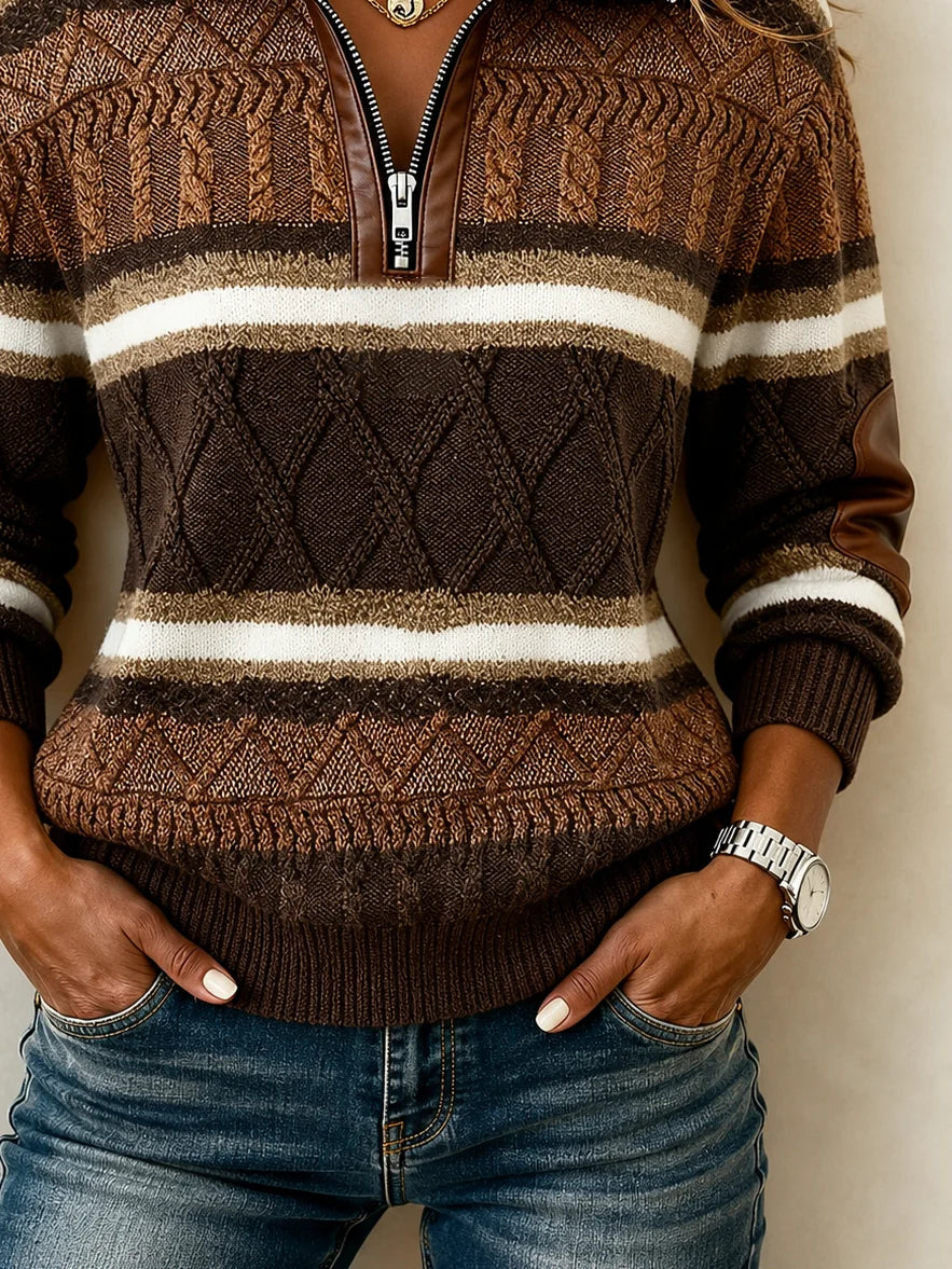 Casual Abstract Stand Collar Long Sleeve Sweatshirt