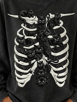 Casual Cat Crew Neck Long Sleeve Sweatshirt