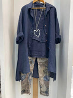 Plus Size Blue Tank Top Trouser Cardigan Three Piece Set