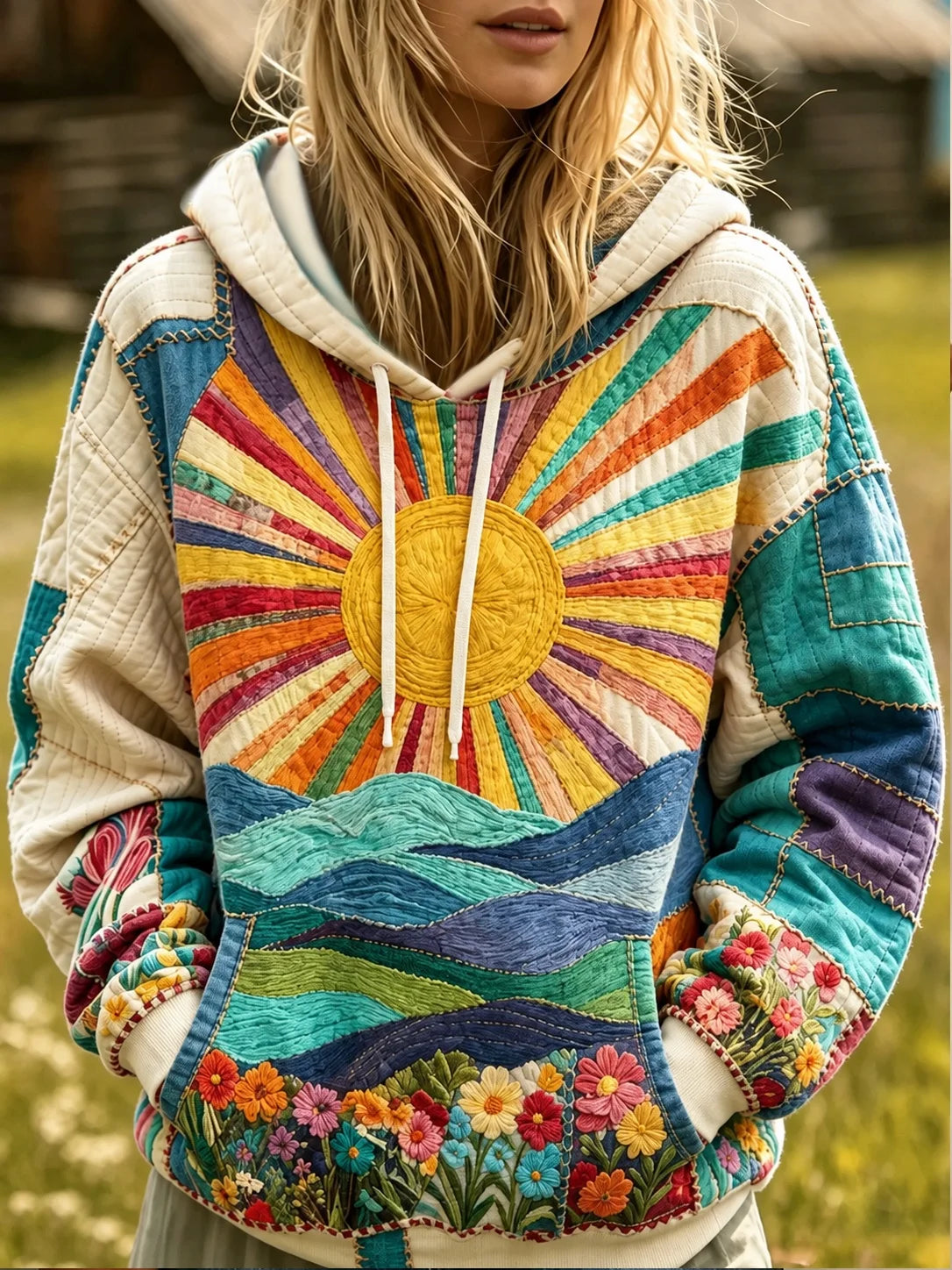 Casual Floral Hoodie Long Sleeve Hoodie