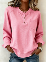 Casual Geometric Half Open Collar Long Sleeve Sweatshirt