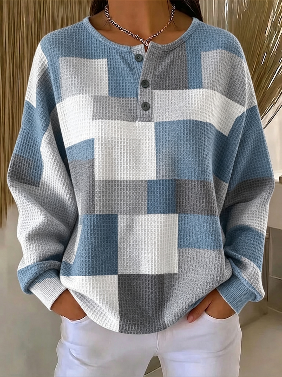 Casual Abstract Crew Neck Long Sleeve Sweatshirt