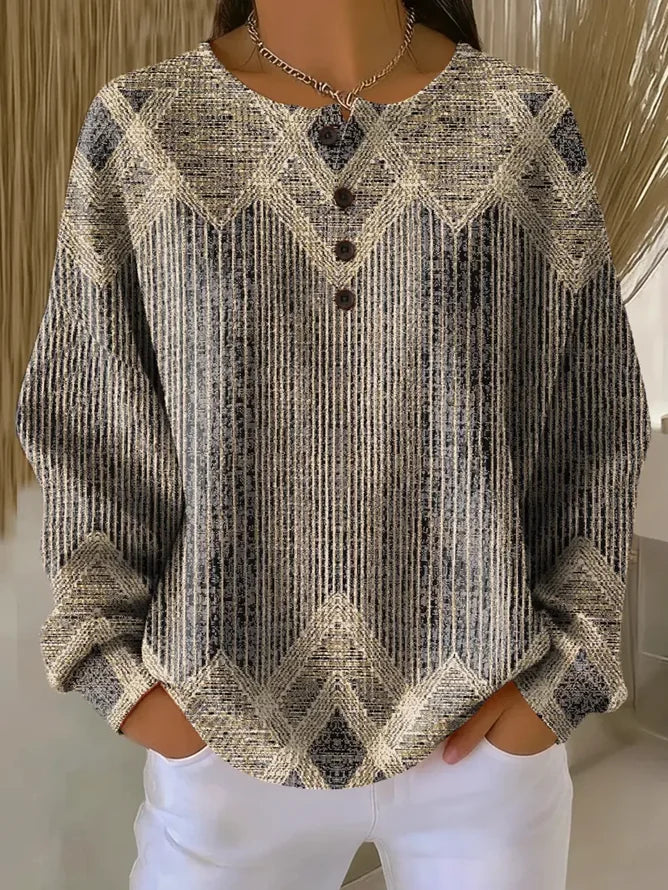 Casual Crew Neck Abstract Printing Sweatshirt