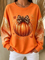 Casual Bow Pumpkin Graphic Versatile Sweatshirt