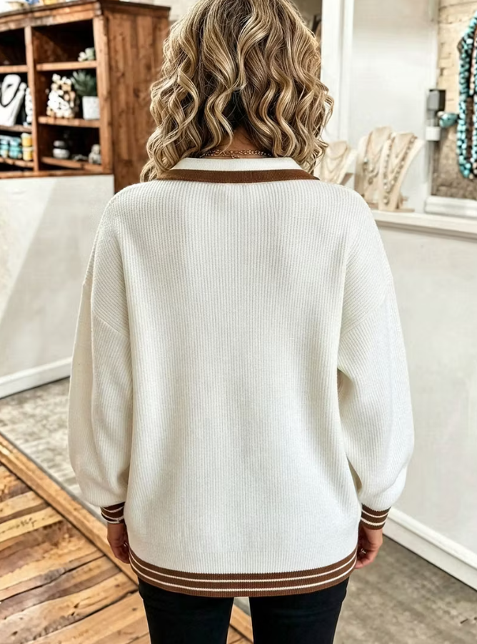 Casual Lapel Collar Oversized Zip Up Sweater