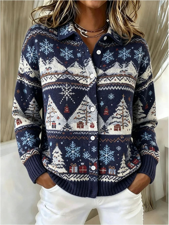 Casual Vintage Shawl Collar Knit Top