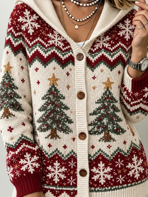 Women Geometric Long Sleeve Casual Comfy Vintage Cardigan
