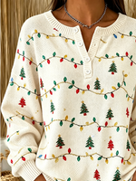 Casual Christmas Crew Neck Long Sleeve Sweatshirt