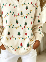 Casual Christmas Crew Neck Long Sleeve Sweatshirt