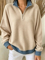 Casual Geometric Simple Stand Collar Long Sleeve Sweatshirt