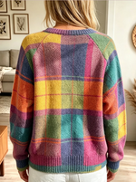 Women's Rainbow Casual Plaid Button-Front Cardigan
