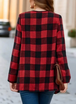 Women's Casual Contrast Color Plaid Daily Cardigan