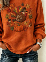 Casual Turkey Maple leaf Printing Sweatshirt
