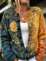 Women Floral Long Sleeve Comfy Casual Cardigan