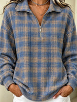 Casual Geometric Stand Collar Long Sleeve Sweatshirt