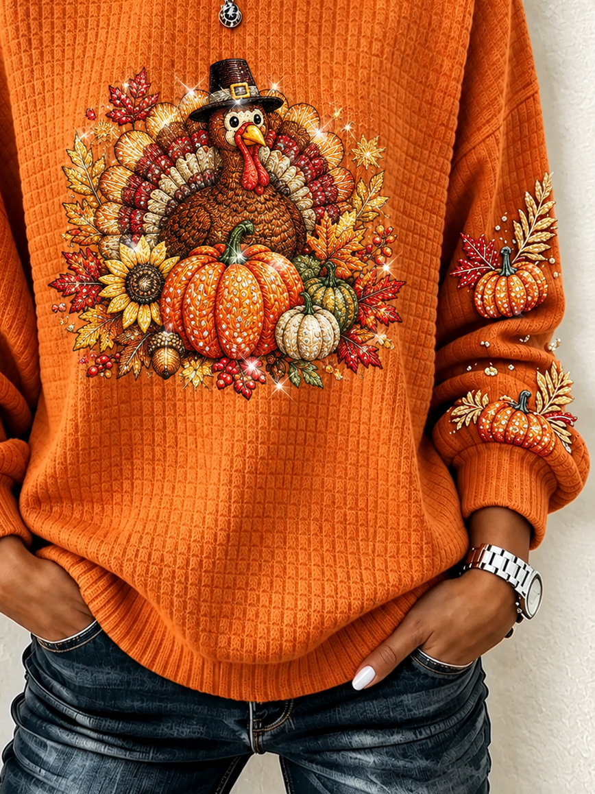 Casual Maple Leaf Crew Neck Long Sleeve Sweatshirt