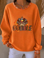 Casual Plaid Crew Neck Long Sleeve Sweatshirt