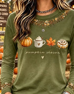 Casual Text Letters Crew Neck Long Sleeve T-shirt