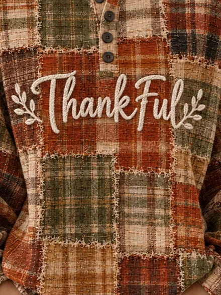 Casual Plaid Crew Neck Long Sleeve Sweatshirt