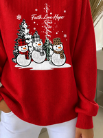 Casual Christmas Snowman Crew Neck Long Sleeve Sweatshirt