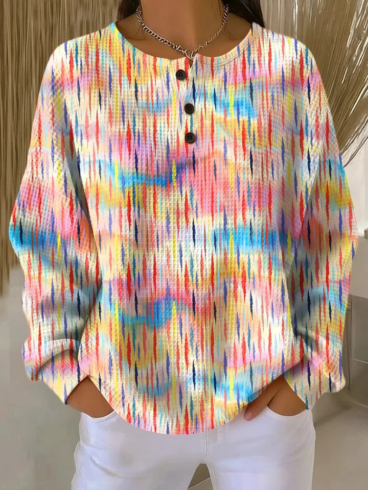 Casual Colorful Sweater with Raindrop Pattern