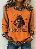 Women Casual Thanksgiving Print Long Sleeve Shirt