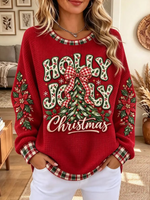 Women Holly Jolly Christmas Waffle Sweatshirt