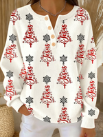 Women Casual Christmas Button Knit Sweater